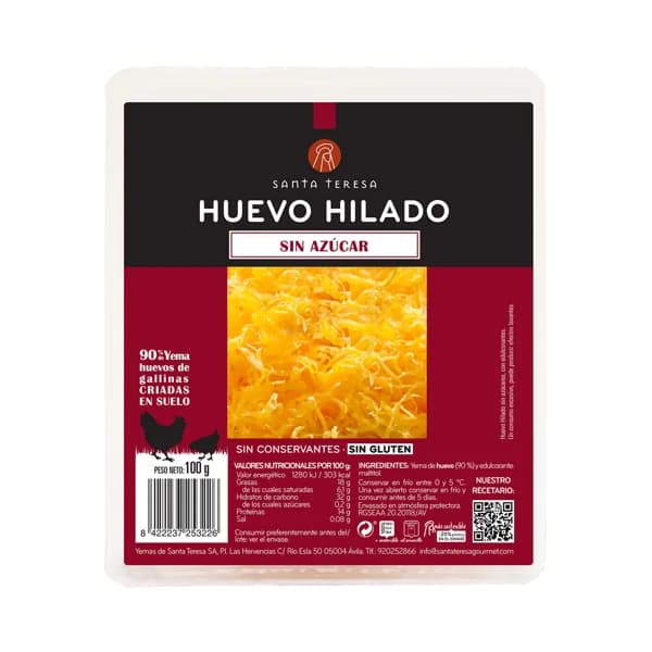 Huevo hilado sin azúcar elaborado con un 90% de yema SANTA TERESA 100 g. - 0.1 kg - Imagen del producto en Findit