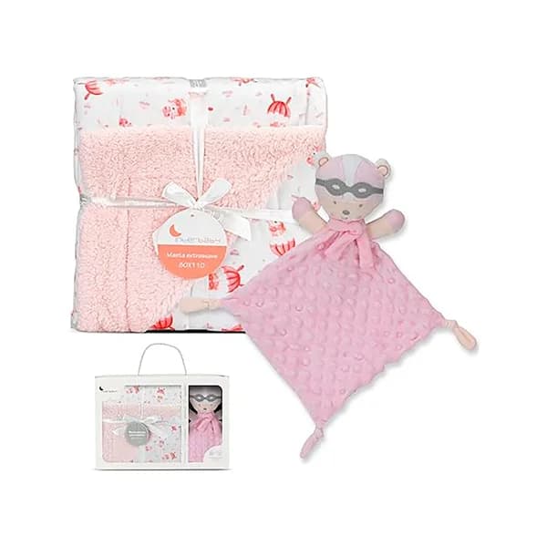 Manta sherpa estampada, paracaidista rosa con borreguito, INTERBABY. - 1 ud - Imagen del producto en Findit