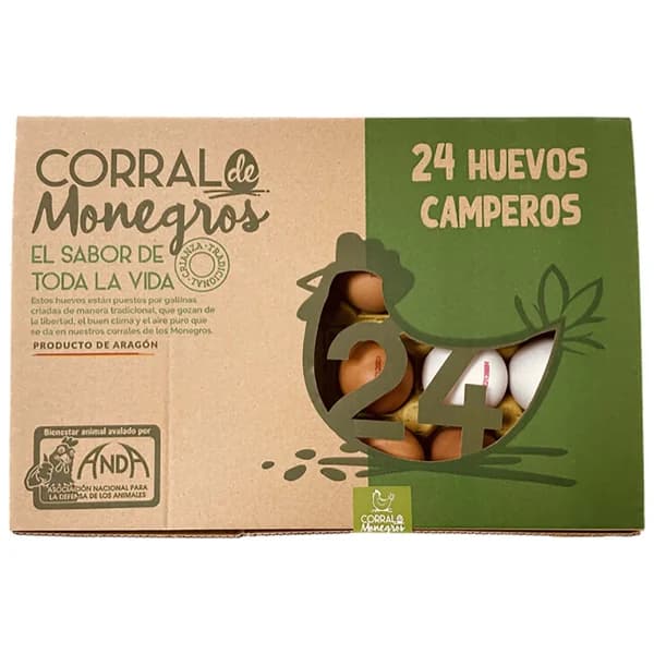CORRAL DE MONEGROS Huevos de gallinas camperas clase M-L y cat. 24 uds. - 1 ud - Imagen del producto en Findit