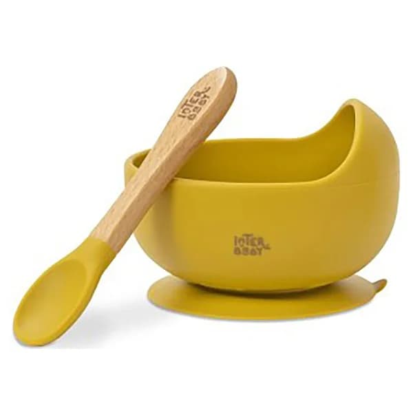 Cuenco + cuchara silicona INTERBABY, color amarillo. - 1 ud - Imagen del producto en Findit
