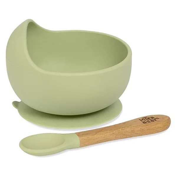 Cuenco + cuchara silicona INTERBABY, color verde. - 1 ud - Imagen del producto en Findit