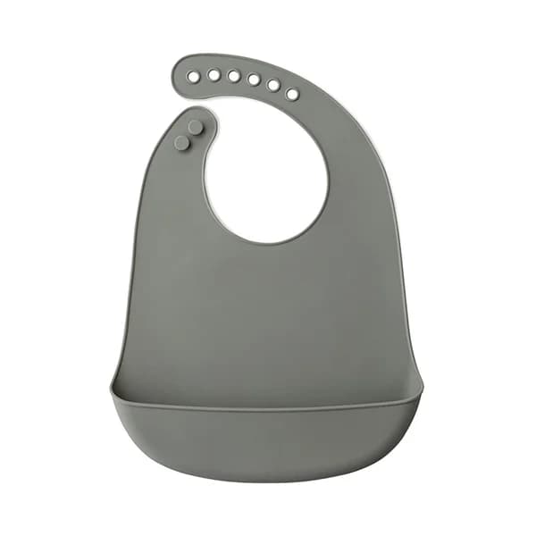 Babero silicona INTERBABY con recogemigas de 23x28,5x2cm, color gris. - 1 ud - Imagen del producto en Findit