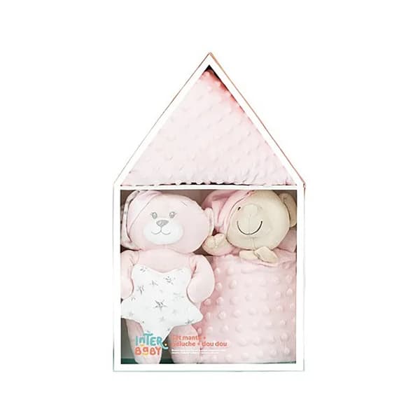 Peluche + manta + dou dou, color rosa, INTERBABY. - 1 ud - Imagen del producto en Findit