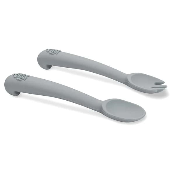 Cuchara tenedor INTERBABY de silicona, color gris. - 1 ud - Imagen del producto en Findit
