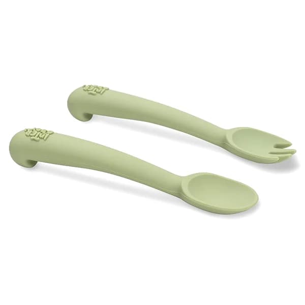 Cuchara tenedor INTERBABY de silicona, color verde. - 1 ud - Imagen del producto en Findit