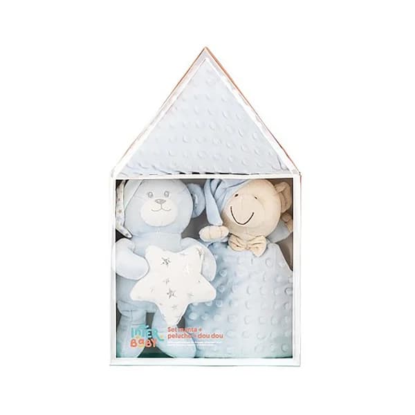 Set de  manta, peluche y dou dou en color azul, INTERBABY. - 1 ud - Imagen del producto en Findit