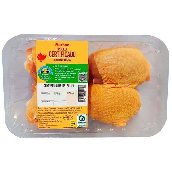 ALCAMPO CULTIVAMOS LO BUENO  Contramuslos de pollo certificado con piel Bandeja. - 1 ud - Imagen del producto en Findit