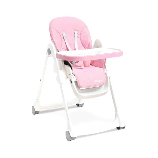 Trona plegable INTERBABY regulable en 3 posiciones, arnés de 5 puntos, color rosa. - 1 ud - Imagen del producto en Findit