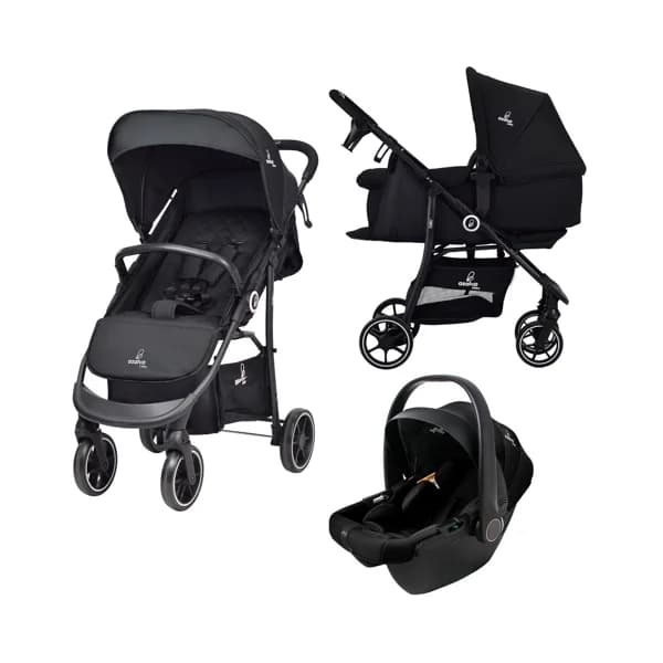 Cochecito de paseo trío ASALVO OSLO de 0 a 22 kg, con capazo, silla paseo y silla auto, color negro. - 1 ud - Imagen del producto en Findit