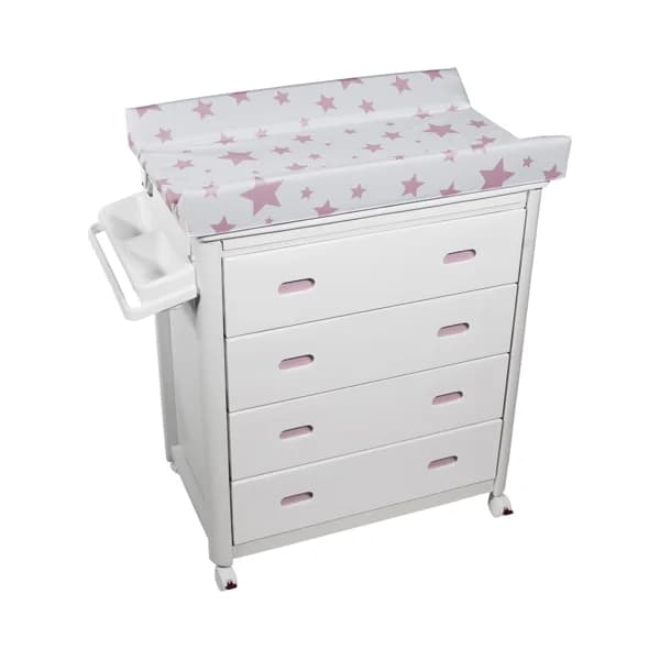 Bañera mueble PLASTIMYR con 4 cajones, bañera y cambiador antivuelco, rosas. - 1 ud - Imagen del producto en Findit