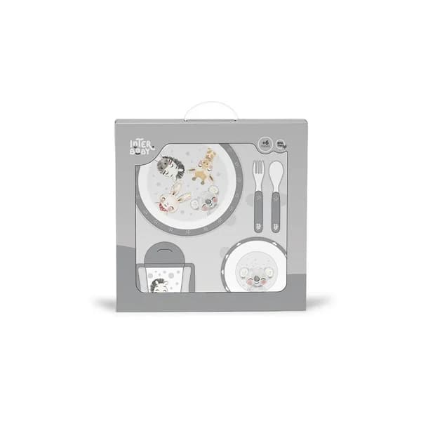 Set vajilla para bebé de 5 piezas color gris, INTERBABY. - 1 ud - Imagen del producto en Findit