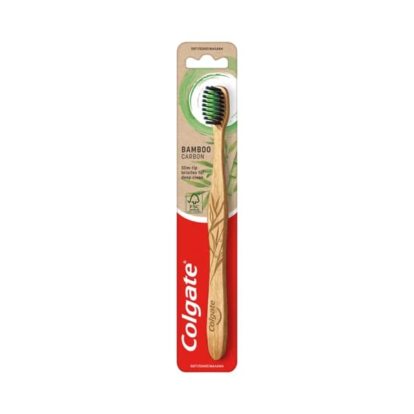 COLGATE Cepillo de dientes con mango de bambú y filamentos suaves de punta delgada impregnadas de carbón. - 1 ud - Imagen del producto en Findit