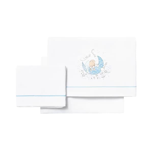 Tríptico de cuna en color blanco y detalles en azul, diseño de oso. - 1 ud - Imagen del producto en Findit