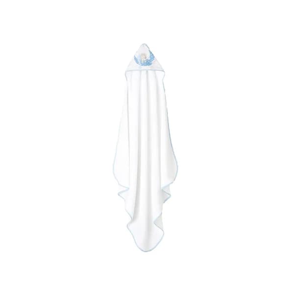 Capa de baño en color blanco y detalles en azul, diseño de oso. - 1 ud - Imagen del producto en Findit