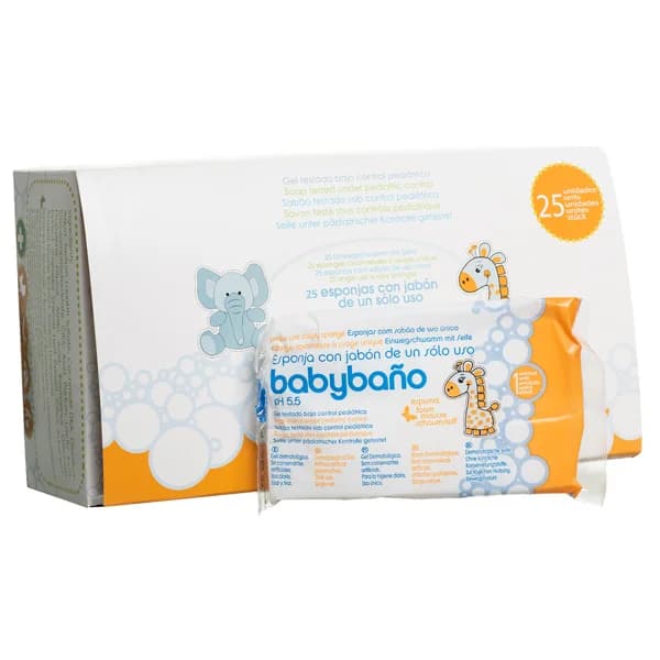 BABYBAÑO Esponja con jabón de un sólo uso BABYBAÑO 25 uds. - 1 ud - Imagen del producto en Findit