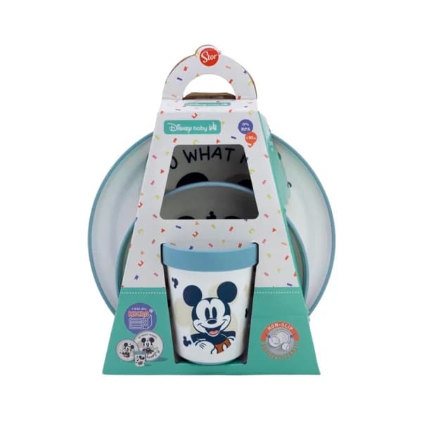 Set antideslizante plato + bol + vaso, incluye cuchara Mickey Mouse. - 1 ud - Imagen del producto en Findit