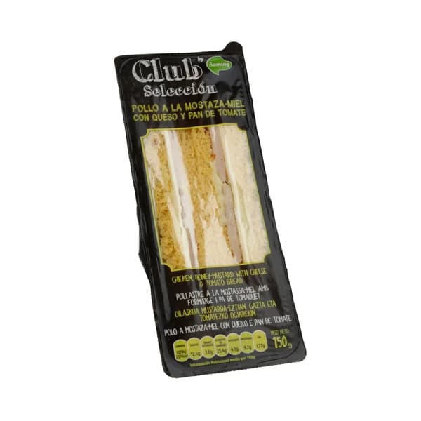 ÑAMING Sandwich de pan de molde con tomate relleno de pollo a la mostaza-miel con queso ÑAMING Club selección 150 g. - 0.15 kg - Imagen del producto en Findit