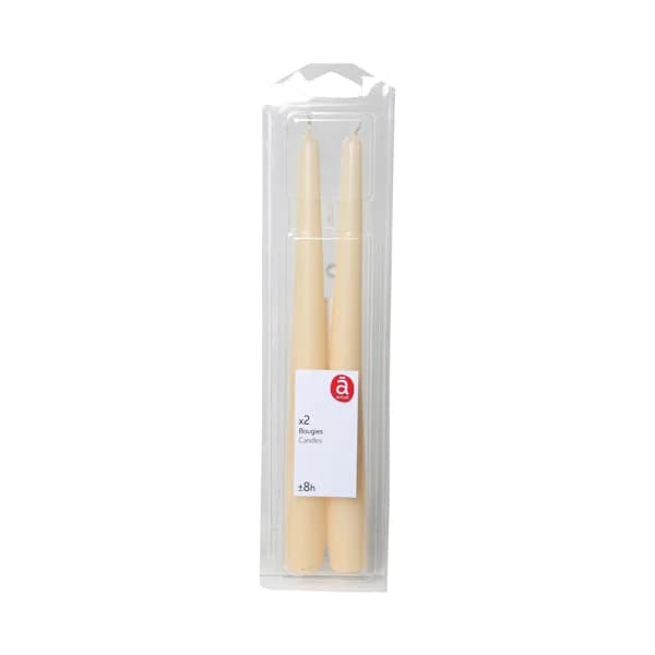 Pack de 2 velas de candelabro no perfumadas de color beige, ACTUEL. - 1 ud - Imagen del producto en Findit