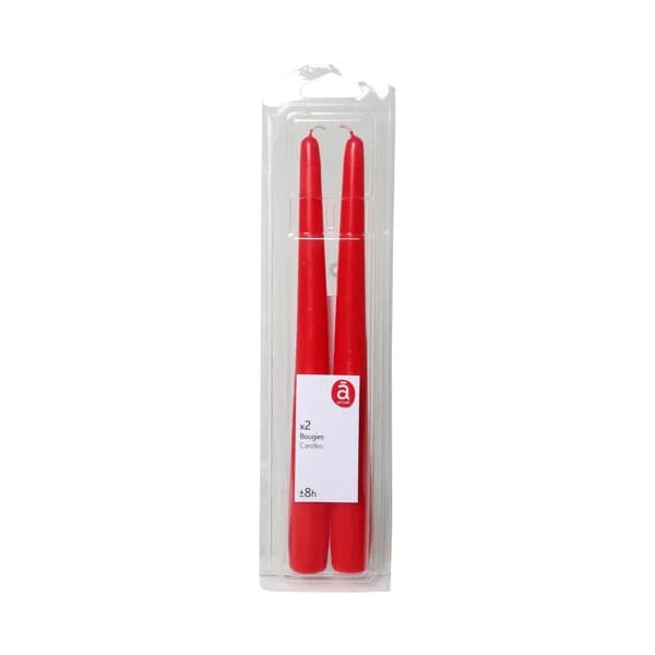 Pack de 2 velas de candelabro no perfumadas de color rojo, ACTUEL. - 1 ud - Imagen del producto en Findit