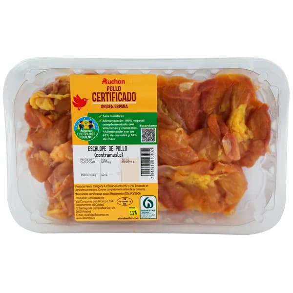 ALCAMPO CULTIVAMOS LO BUENO  Escalopes de pollo certificado (contramuslo deshuesado) Bandeja. - 1 ud - Imagen del producto en Findit