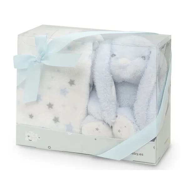 Manta + peluche Coelho azul, INTERBABY. - 1 ud - Imagen del producto en Findit