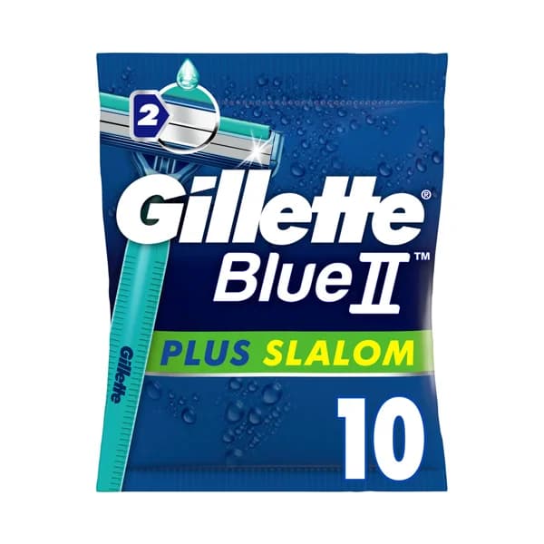 GILLETTE Maquinilla de afeitar desechable, con cabezal pivotante de doble hoja GILLETTE Blue II plus slalom 10 uds - 1 ud - Imagen del producto en Findit