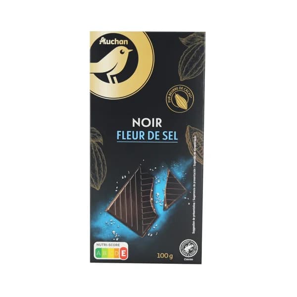 ALCAMPO GOURMET Chocolate negro (47 % cacao), con pepitas de sal marina tableta 100 g. - 0.1 kg - Imagen del producto en Findit