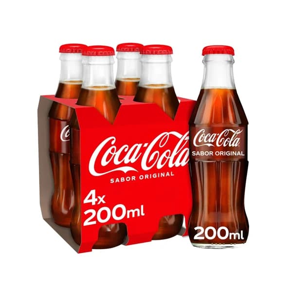 COCA COLA Refresco sabor original botellas de vidrio 4x200ml. - 0.8 l - Imagen del producto en Findit