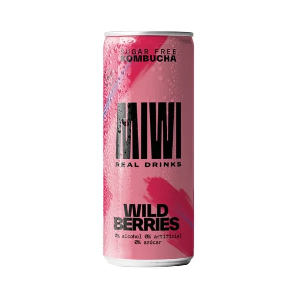 MIWI Kombucha 0% azúcar con sabor a frutos del bosque lata 250 ml. - 0.25 l - Imagen del producto en Findit