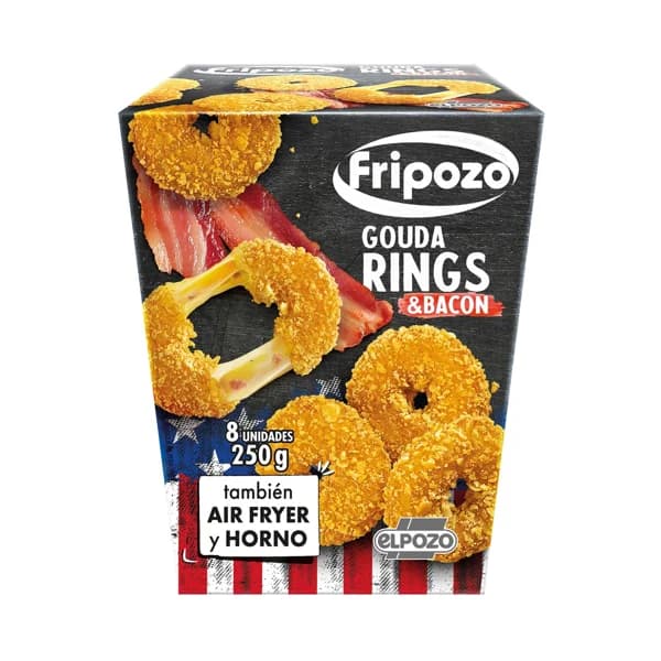 FRIPOZO Anillos de queso gouda con bacon cocido y cebolla frita 250g. - 0.25 kg - Imagen del producto en Findit