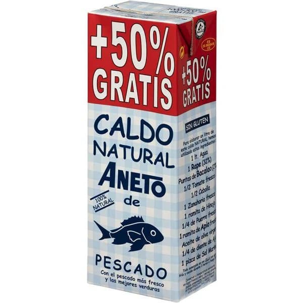 Caldo natural de pescado ANETO, brik 1 litro + 50 % - 1 ud - Imagen del producto en Findit