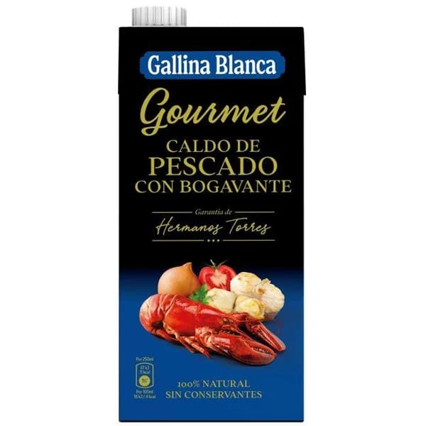 Caldo gourmet de pescado-bogavante GALLINA BLANCA, brik 1 litro - 1 l - Imagen del producto en Findit