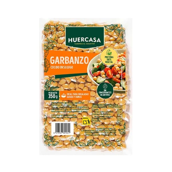 HUERCASA Garbanzo cocido al vapor 350 g. - 0.35 kg - Imagen del producto en Findit