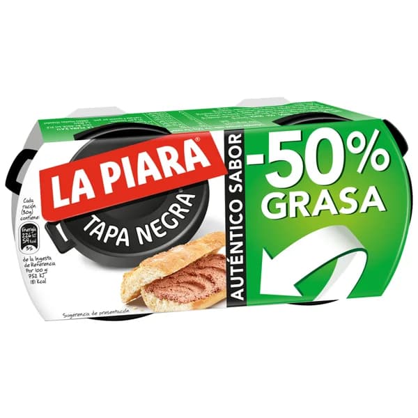 LA PIARA Paté de hígado de cerdo 50% de grasa LA PIARA Tapa Negra 2 ud x 73 g. - 0.15 kg - Imagen del producto en Findit