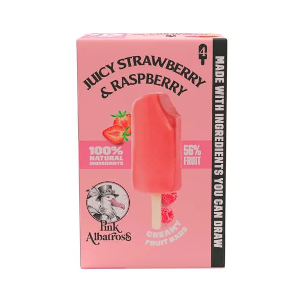 PINK ALBATROSS Polos de fresa y frambuesa 4 x 65 ml. - 0.26 l - Imagen del producto en Findit