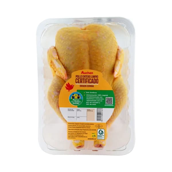 ALCAMPO CULTIVAMOS LO BUENO  Pollo certificado limpio y entero Bandeja. - 1 ud - Imagen del producto en Findit