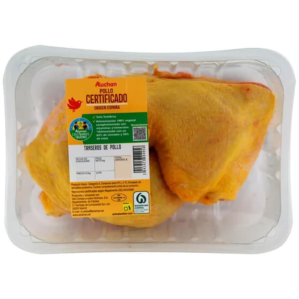 ALCAMPO CULTIVAMOS LO BUENO  Cuartos traseros de pollo certificado con piel Bandeja. - 1 ud - Imagen del producto en Findit