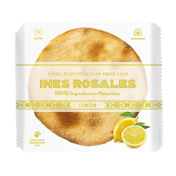INÉS ROSALES Tortas de aceite de oliva virgen extra de limón 5 uds 150 g. - 0.15 kg - Imagen del producto en Findit
