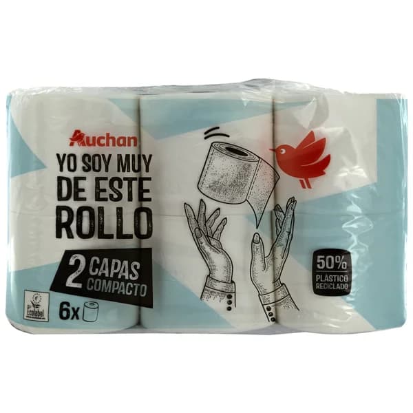 PRODUCTO ALCAMPO Papel higiénico compacto de doble capa con certificado Ecolabel 6 rollos - 1 ud - Imagen del producto en Findit
