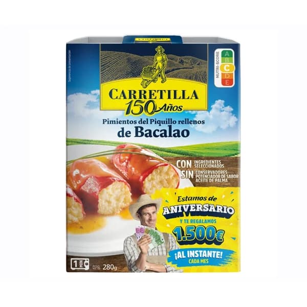 CARRETILLA Pimientos del Piquillo rellenos de bacalao 280 g. - 0.28 kg - Imagen del producto en Findit