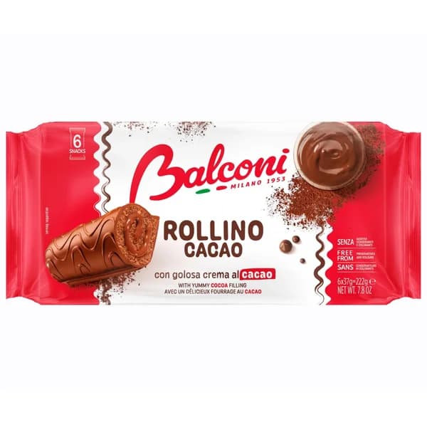 BALCONI Rollinos de Cacao 6 uds. de 37 g. - 0.22 kg - Imagen del producto en Findit