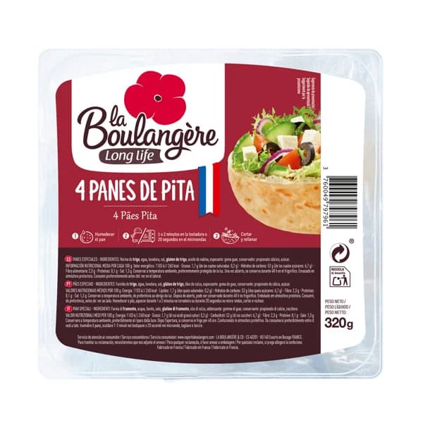 PAN ORIENT Panes pita Pack 4 uds. 320 g. - 0.32 kg - Imagen del producto en Findit