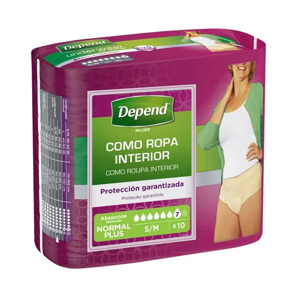 DEPEND Pañal de incontinencia para mujer, talla s/m con absorción plus DEPEND WOMEN 10 uds - 1 ud - Imagen del producto en Findit