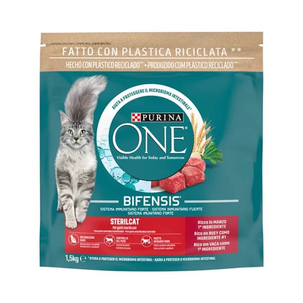 PURINA ONE Pienso para gatos adultos esterilizados a base de buey PURINA ONE 1,5 kg. - 1.5 kg - Imagen del producto en Findit