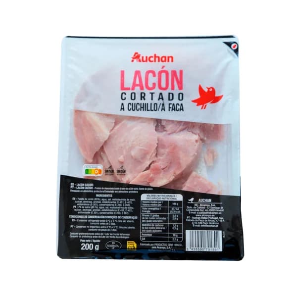 AUCHAN Lacón cocido cortado a cuchillo - 0.2 kg - Imagen del producto en Findit