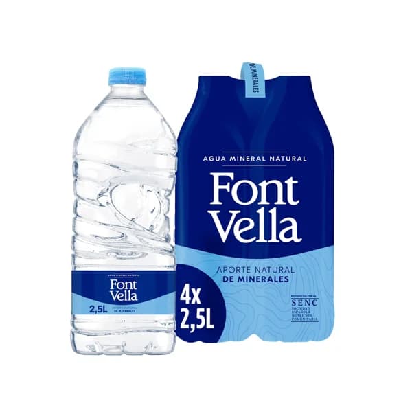 FONT VELLA Agua mineral pack 4 uds. x 2,5 l. - 10 l - Imagen del producto en Findit