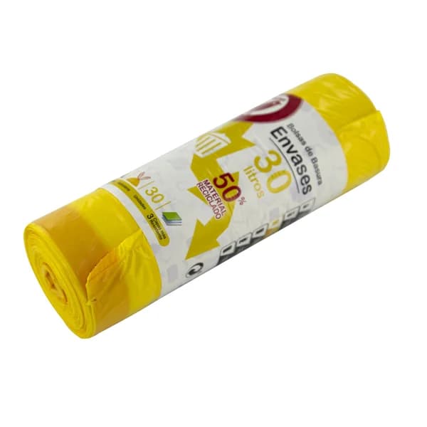 PRODUCTO ALCAMPO Bolsas de basura amarilla con autocierre capacidad 30 litros 55 x 60 cm. 30 uds. - 1 ud - Imagen del producto en Findit