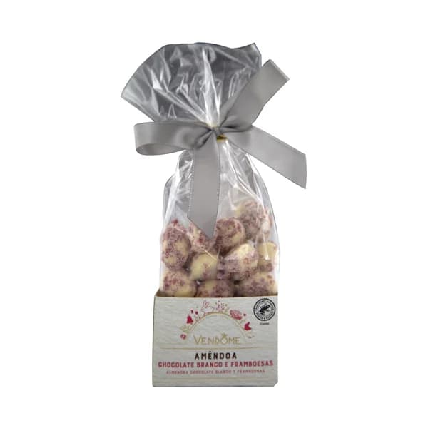 VENDOME Almendras con cobertura de chocolate blanco y copos de frambuesa 150 g. - 0.15 kg - Imagen del producto en Findit