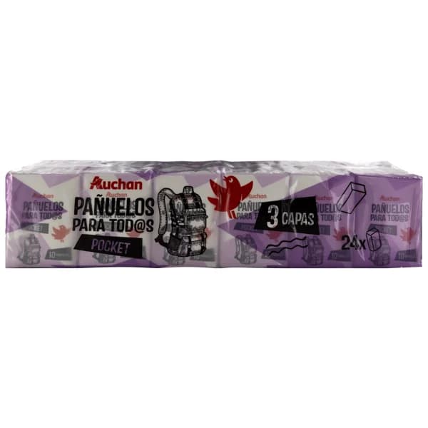 PRODUCTO ALCAMPO Pocket Pañuelos de celulosa con 3 capas 24 uds. - 1 ud - Imagen del producto en Findit
