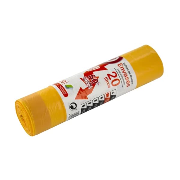 PRODUCTO ALCAMPO Bolsas de basura amarilla, con autocierre especial envases capacidad 20 litros 45 x 55 cm 20 uds. - 1 ud - Imagen del producto en Findit